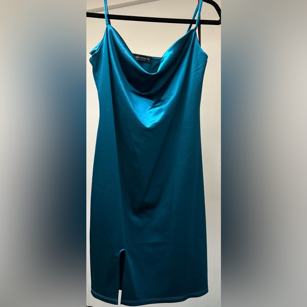Chic Teal Mini Dress with Spaghetti Straps